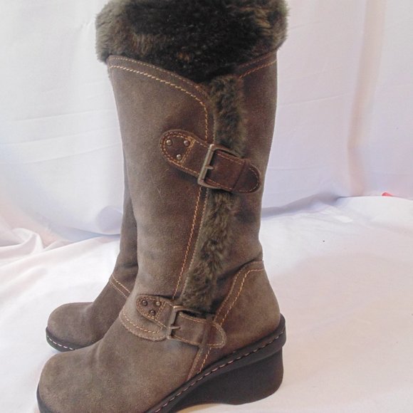 leather faux fur lined boots